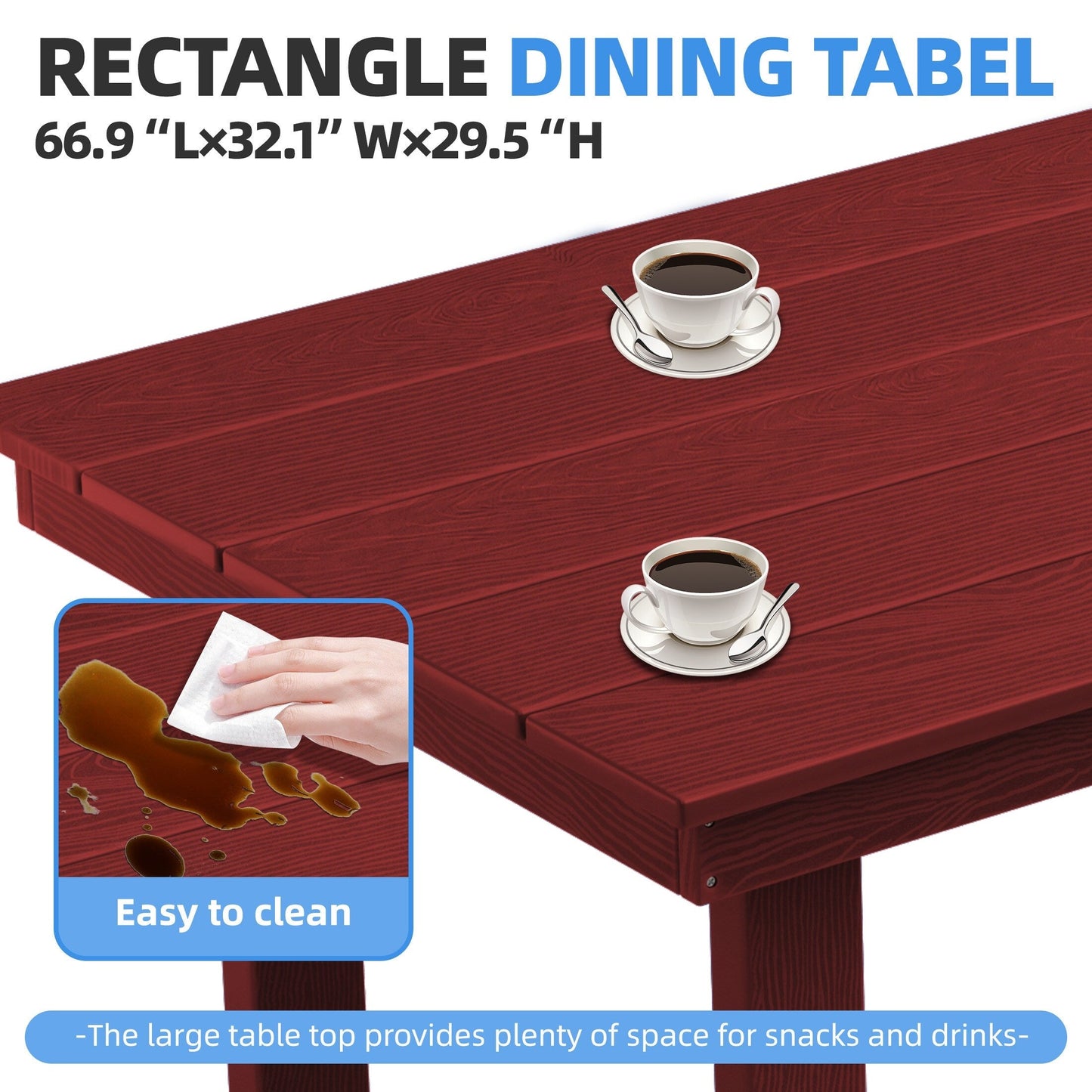 Set da pranzo per esterni in HDPE da 7 pezzi con foro per ombrellone - 1 tavolo e 6 sedie