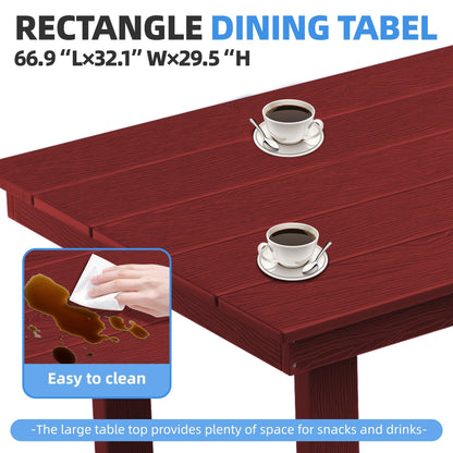 Set da pranzo per esterni in HDPE da 7 pezzi con foro per ombrellone - 1 tavolo e 6 sedie