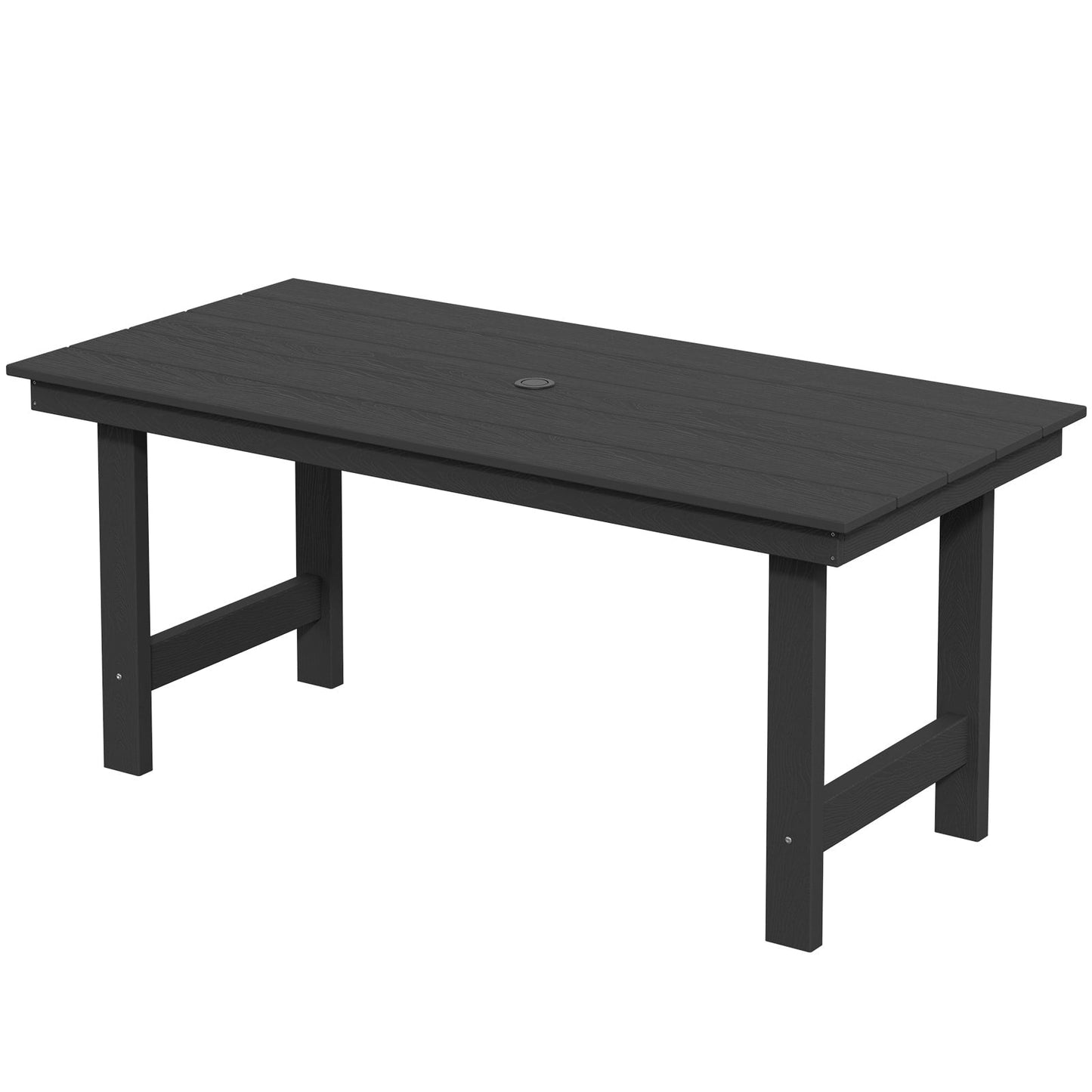 Set da pranzo per esterni in HDPE da 7 pezzi con foro per ombrellone - 1 tavolo e 6 sedie