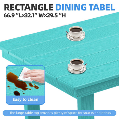 Set da pranzo per esterni in HDPE da 7 pezzi con foro per ombrellone - 1 tavolo e 6 sedie