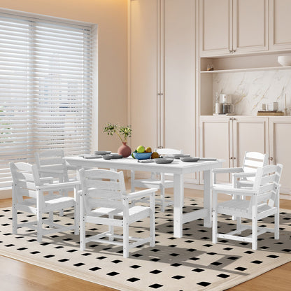 Set da pranzo per esterni in HDPE da 7 pezzi con foro per ombrellone - 1 tavolo e 6 sedie