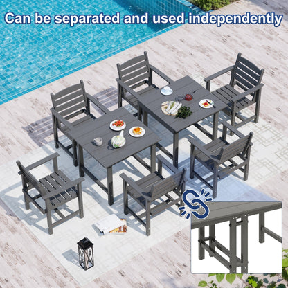 Set da pranzo per esterni in HDPE da 7 pezzi