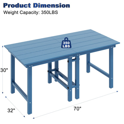 Set da pranzo per esterni in HDPE da 7 pezzi