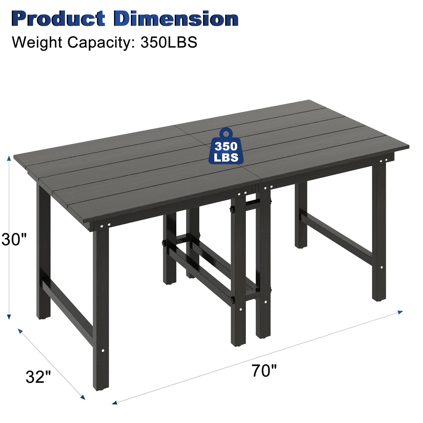 Set da pranzo per esterni in HDPE da 7 pezzi