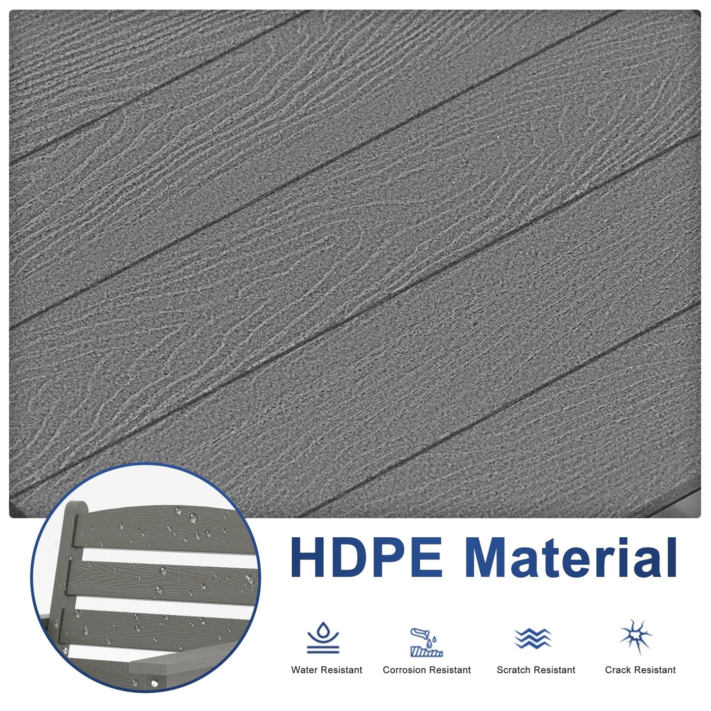 Set da pranzo per esterni in HDPE da 7 pezzi