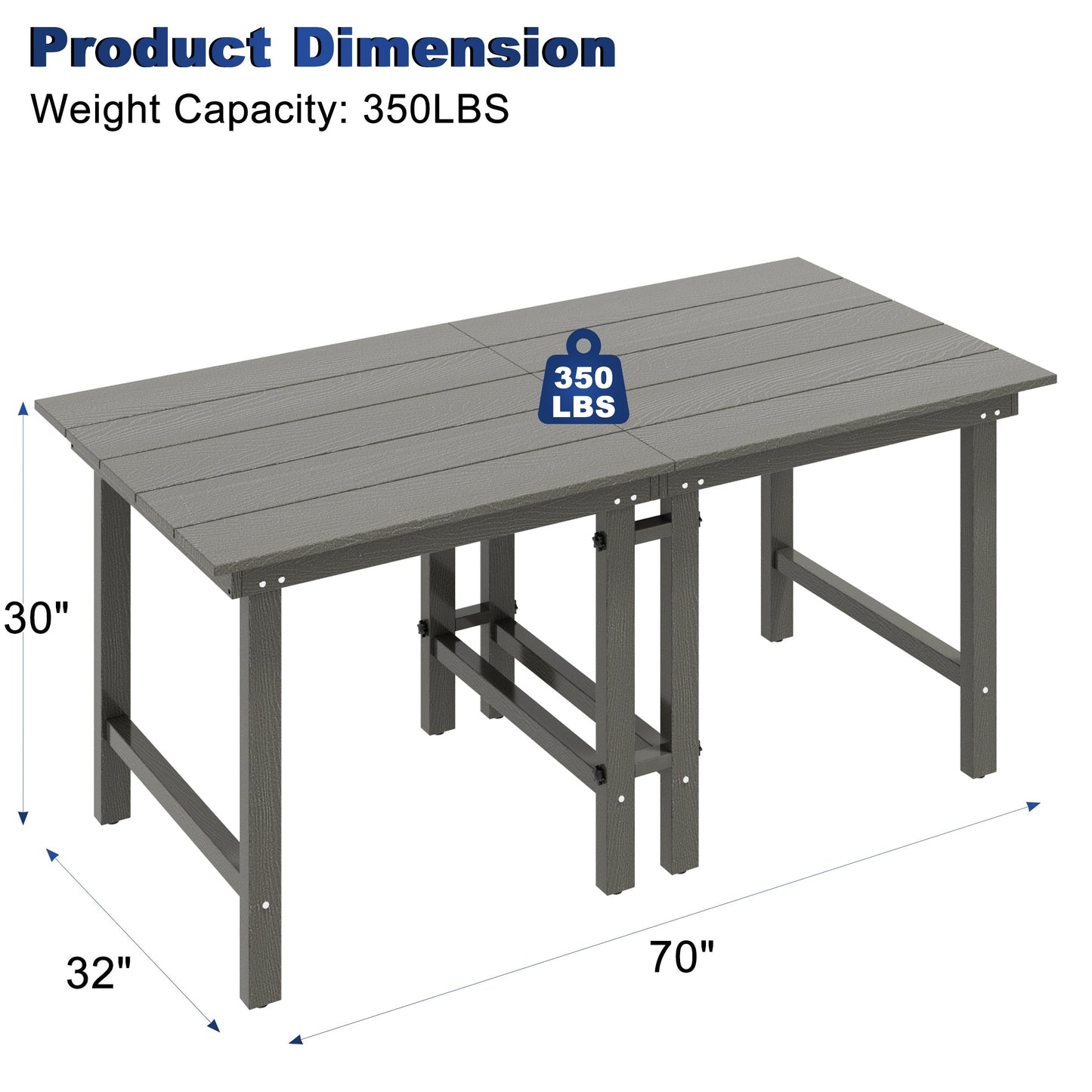 Set da pranzo per esterni in HDPE da 7 pezzi