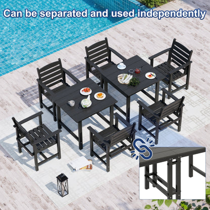 Set da pranzo per esterni in HDPE da 7 pezzi