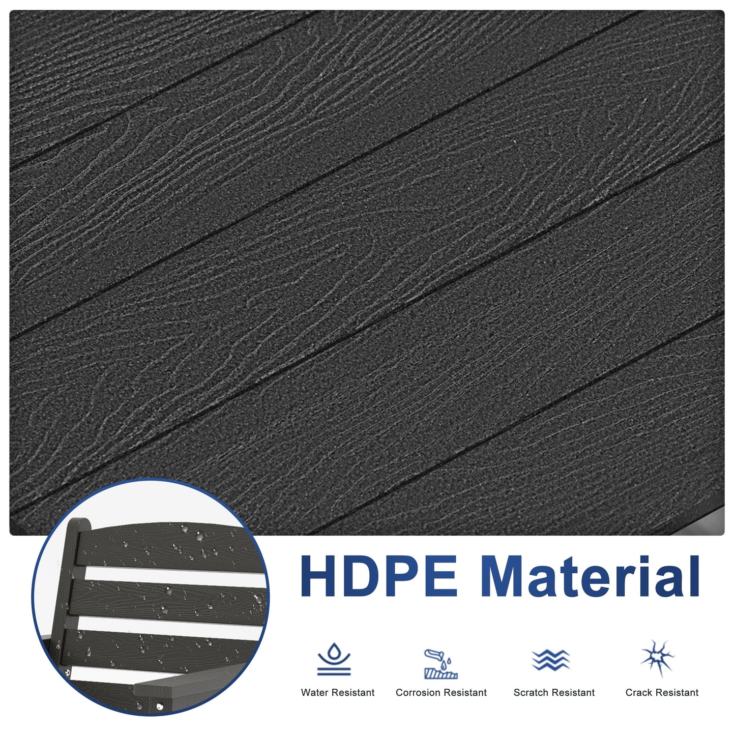 Set da pranzo per esterni in HDPE da 7 pezzi