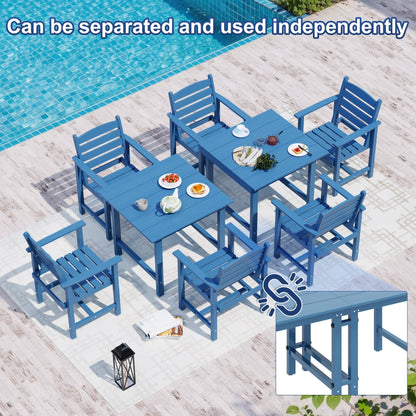 Set da pranzo per esterni in HDPE da 7 pezzi