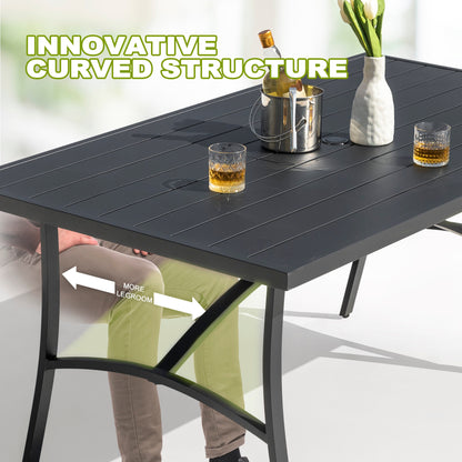 Set da pranzo per esterni da 7 pezzi con sedie fisse e girevoli in textilene