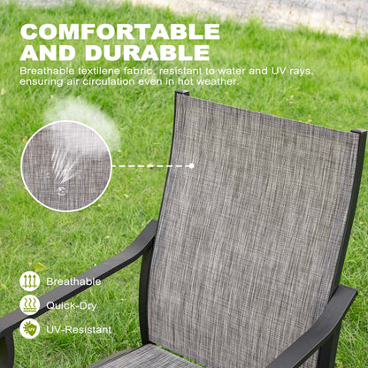 Set da pranzo per esterni da 7 pezzi con sedie fisse e girevoli in textilene