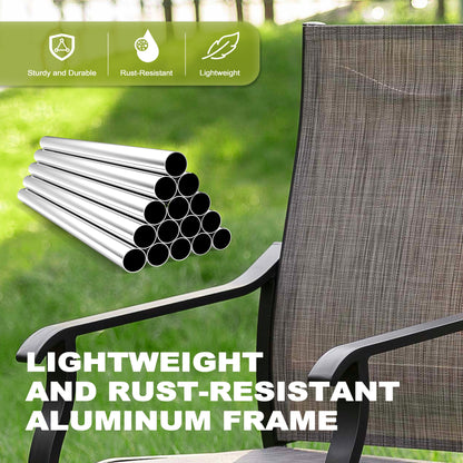 Set da pranzo per esterni da 7 pezzi con sedie fisse e girevoli in textilene