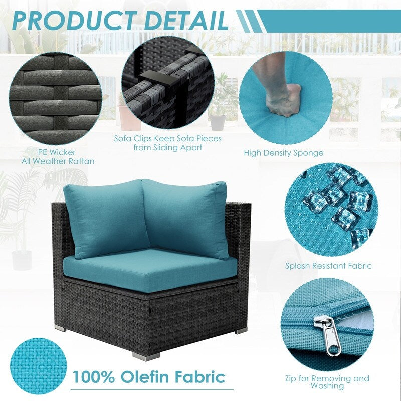 Set di divani componibili in vimini da esterno FINCATI da 7 pezzi con tavolo con braciere