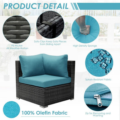 Set di divani componibili in vimini da esterno FINCATI da 7 pezzi con tavolo con braciere