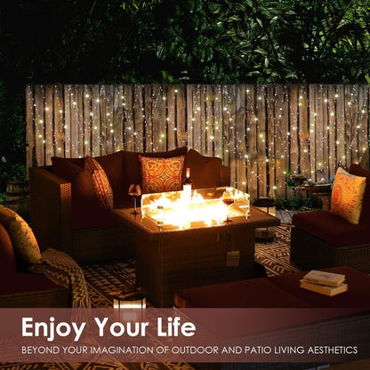 Set di divani componibili in vimini da esterno FINCATI da 7 pezzi con tavolo con braciere