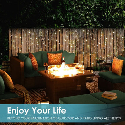 Set di divani componibili in vimini da esterno FINCATI da 7 pezzi con tavolo con braciere