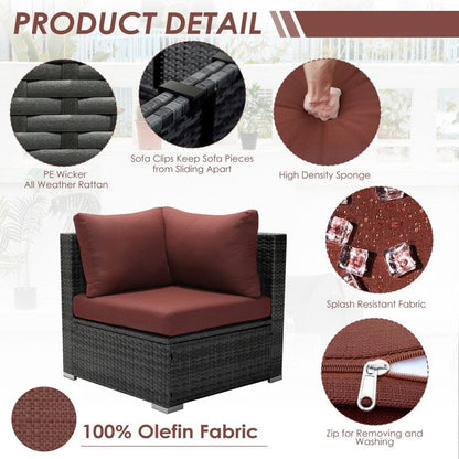 Set di divani componibili in vimini da esterno FINCATI da 7 pezzi con tavolo con braciere