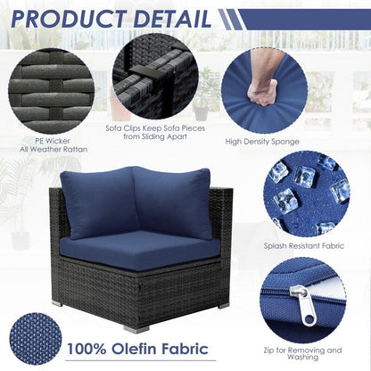 Set di divani componibili in vimini da esterno FINCATI da 7 pezzi con tavolo con braciere