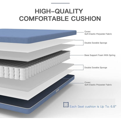 Set da pranzo per esterni in metallo da 7 pezzi con sedie girevoli e fisse e tavolo rettangolare resistente alle intemperie