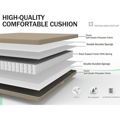 Set da pranzo per esterni in metallo da 7 pezzi con sedie girevoli e fisse e tavolo rettangolare resistente alle intemperie