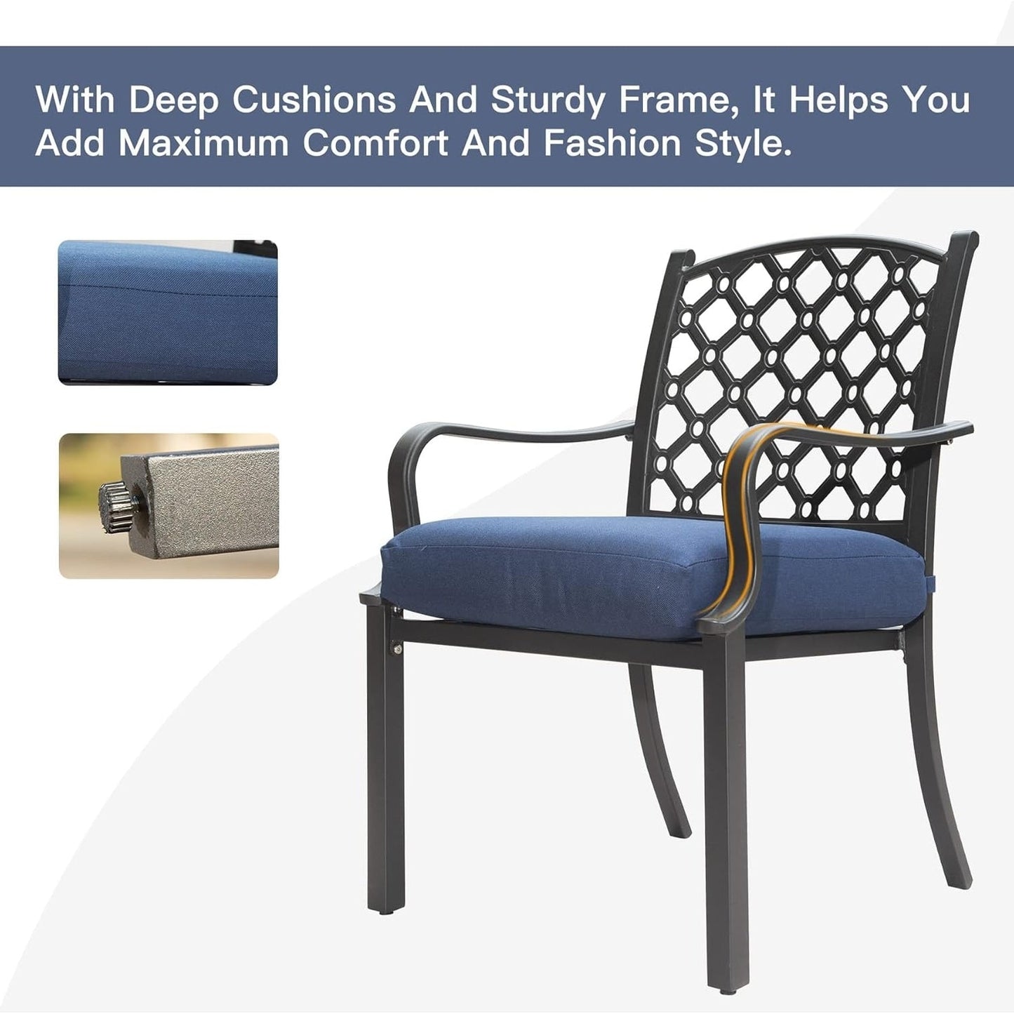 Set da pranzo per esterni in metallo da 7 pezzi con sedie girevoli e fisse e tavolo rettangolare resistente alle intemperie