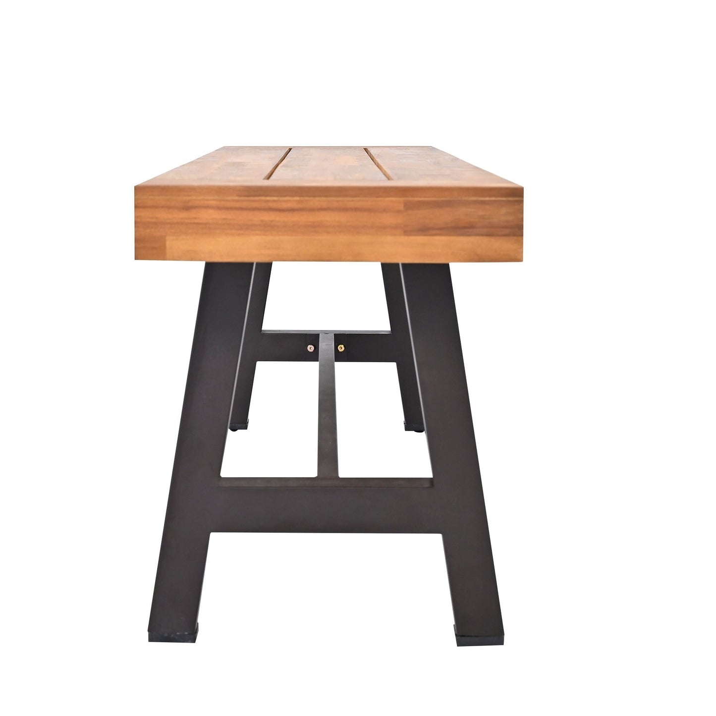 Set da pranzo da esterno in legno di acacia da 7 pezzi con cuscini rimovibili e panca