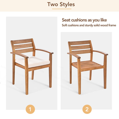 Set da pranzo da esterno in legno di acacia da 7 pezzi con cuscini rimovibili e panca