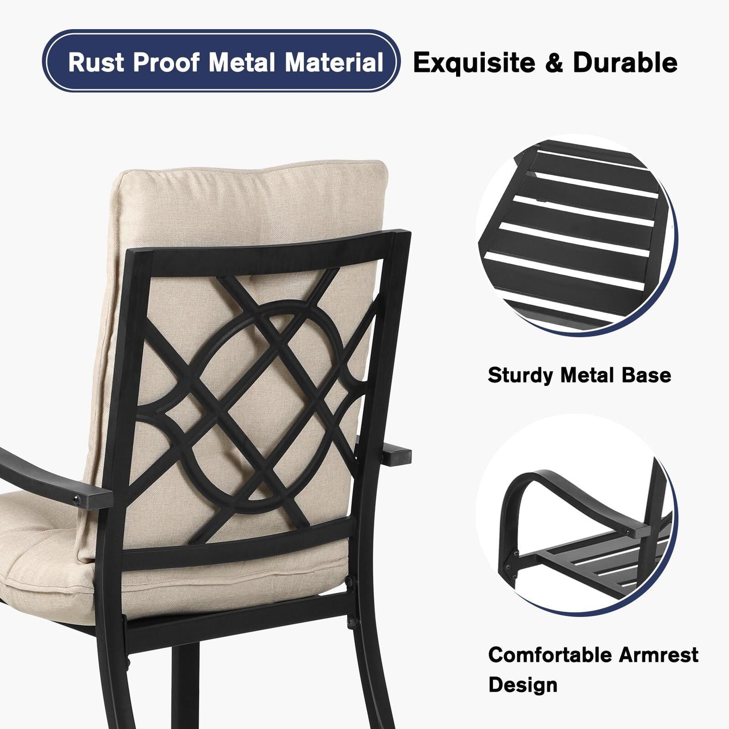 Set da pranzo per esterno da 7 pezzi, 6 sedie da pranzo impilabili e 1 tavolo rettangolare a doghe con foro per ombrellone da 1,57