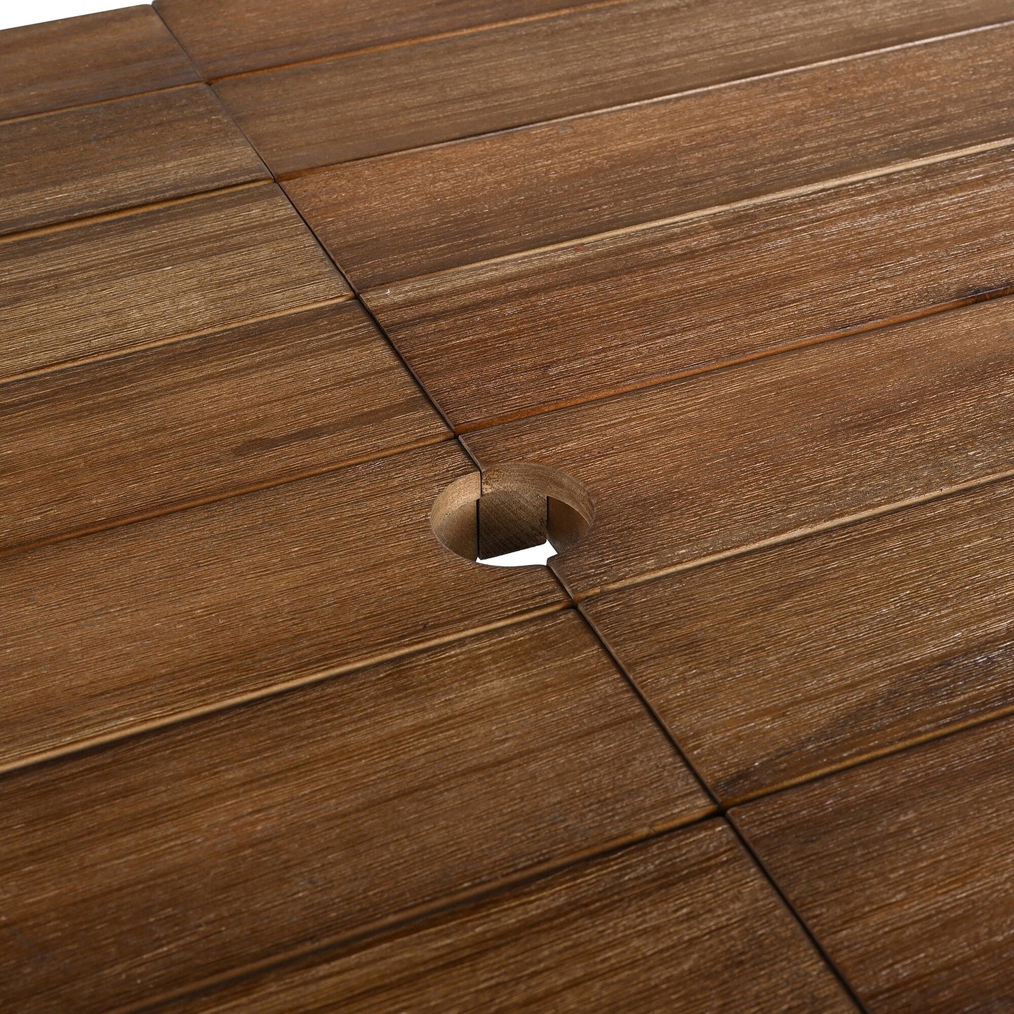 Set da 7 sedie da pranzo per esterni, tavolo da pranzo casual in legno con foro per ombrellone e 6 sedie con cuscini rimovibili