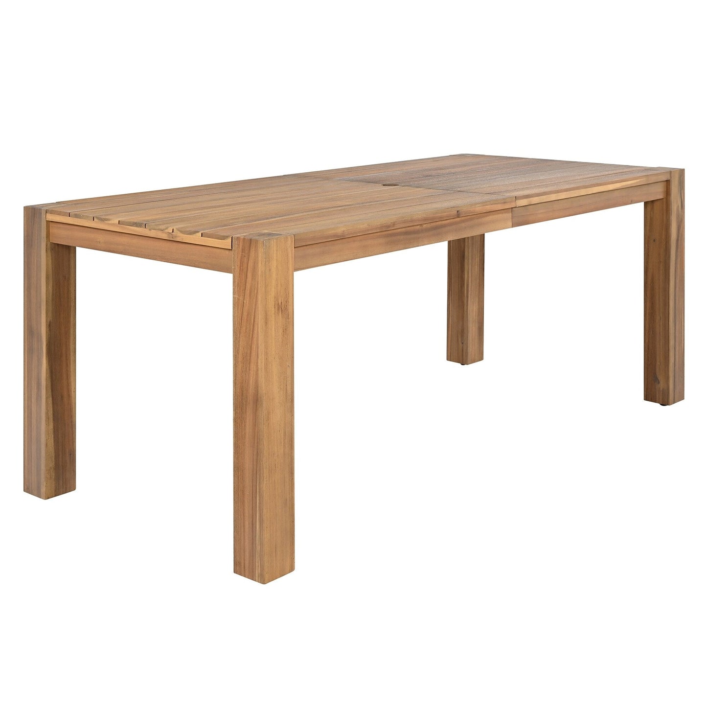 Set da 7 sedie da pranzo per esterni, tavolo da pranzo casual in legno con foro per ombrellone e 6 sedie con cuscini rimovibili