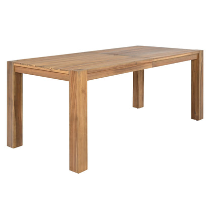 Set da 7 sedie da pranzo per esterni, tavolo da pranzo casual in legno con foro per ombrellone e 6 sedie con cuscini rimovibili