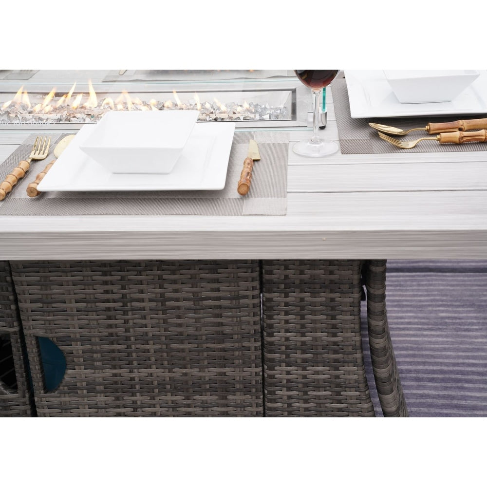 Set divano da esterno da 7 pezzi con braciere in alluminio