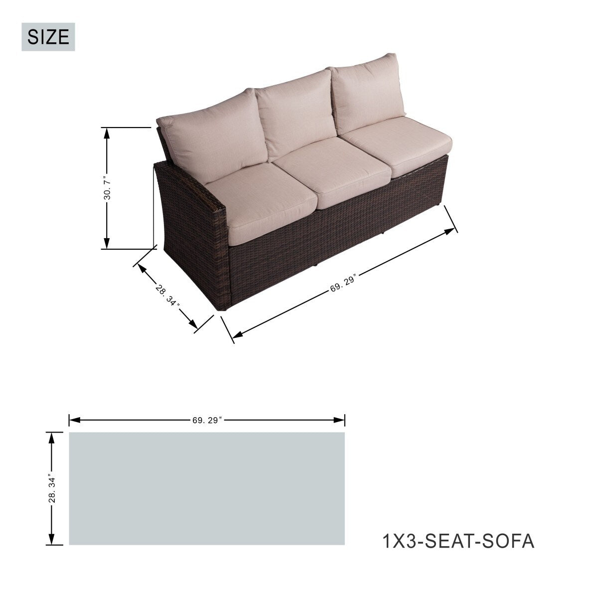 Set divano da esterno da 7 pezzi con braciere in alluminio