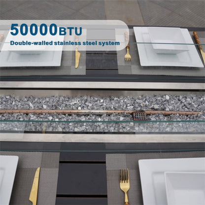 Set divano da esterno da 7 pezzi con braciere in alluminio