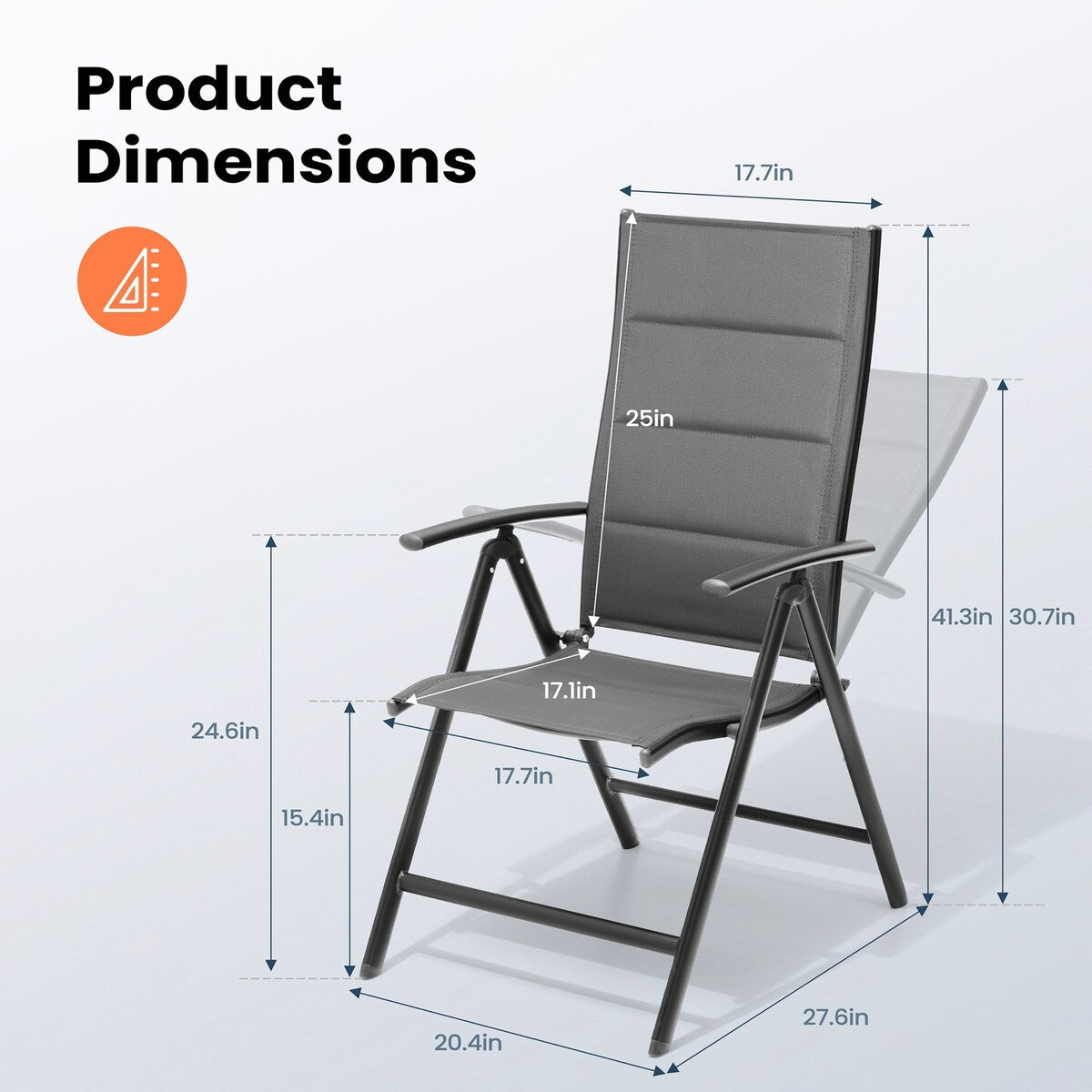 Set di mobili da pranzo per patio da 7 pezzi con sedie da pranzo pieghevoli regolabili e 1 tavolo da pranzo espandibile