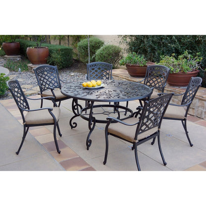 Set da pranzo per patio da 7 pezzi, tavolo da pranzo rotondo da 53 pollici