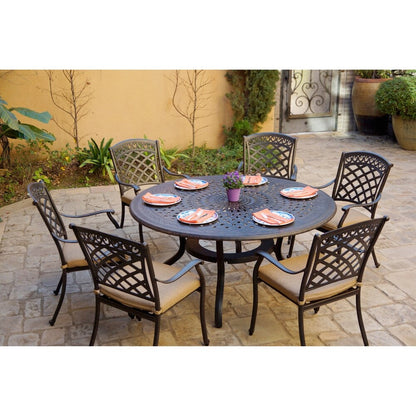 Set da pranzo per patio da 7 pezzi, tavolo da pranzo rotondo da 60 pollici