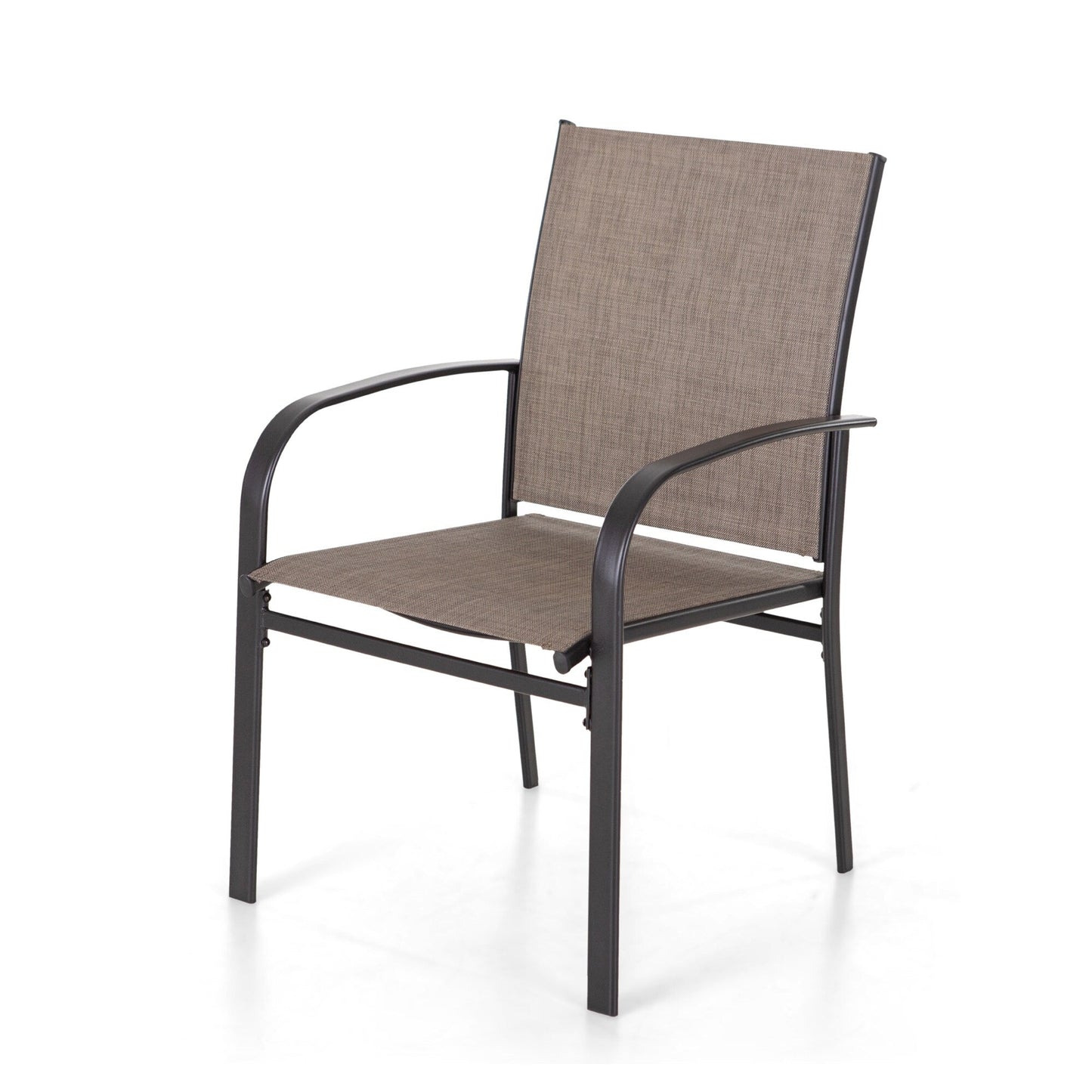 MAISON ARTS Set da pranzo per patio da 7 pezzi con tavolo rettangolare in metallo e 6 sedie da pranzo in textilene