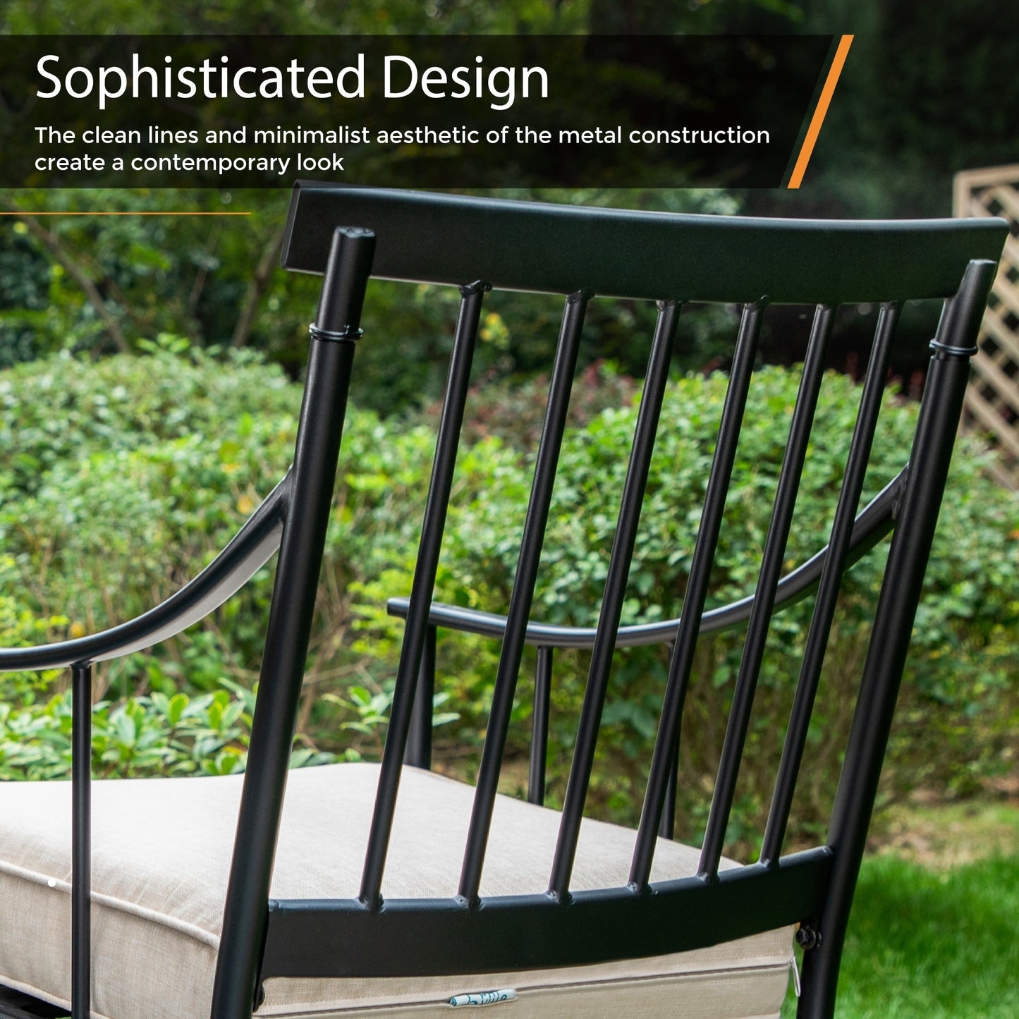 MAISON ARTS Set da pranzo per patio da 7 pezzi con tavolo in acciaio e 6 poltrone da pranzo