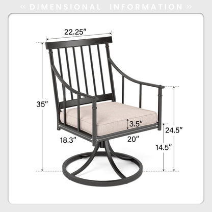MAISON ARTS Set da pranzo per patio da 7 pezzi con tavolo in acciaio e 6 poltrone da pranzo