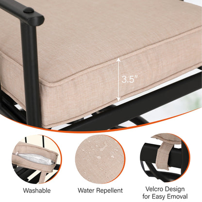 MAISON ARTS Set da pranzo per patio da 7 pezzi con tavolo in acciaio e 6 poltrone da pranzo