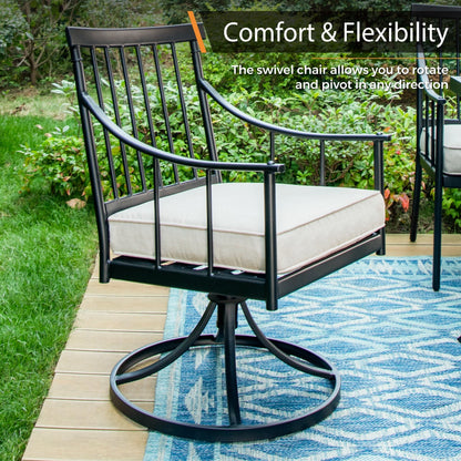 MAISON ARTS Set da pranzo per patio da 7 pezzi con tavolo in acciaio e 6 poltrone da pranzo