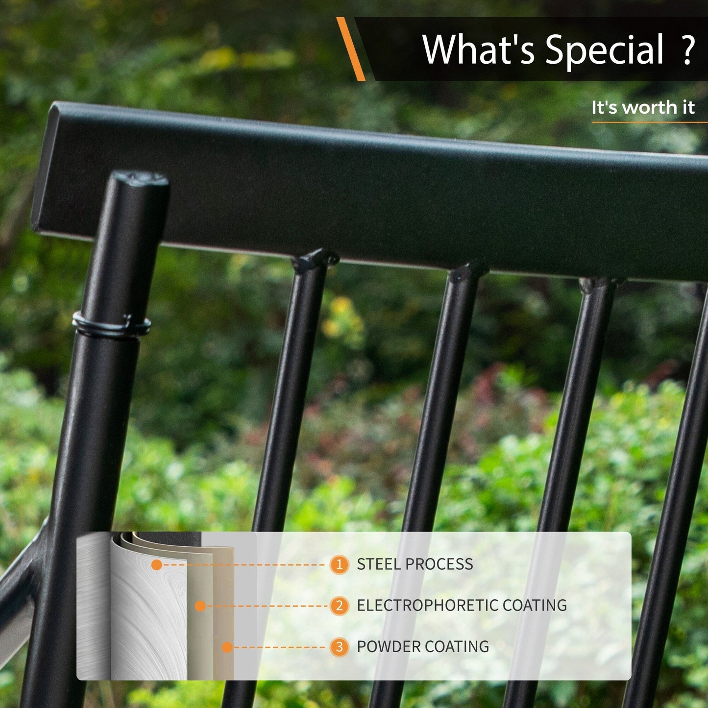 MAISON ARTS Set da pranzo per patio da 7 pezzi con tavolo in acciaio e 6 poltrone da pranzo