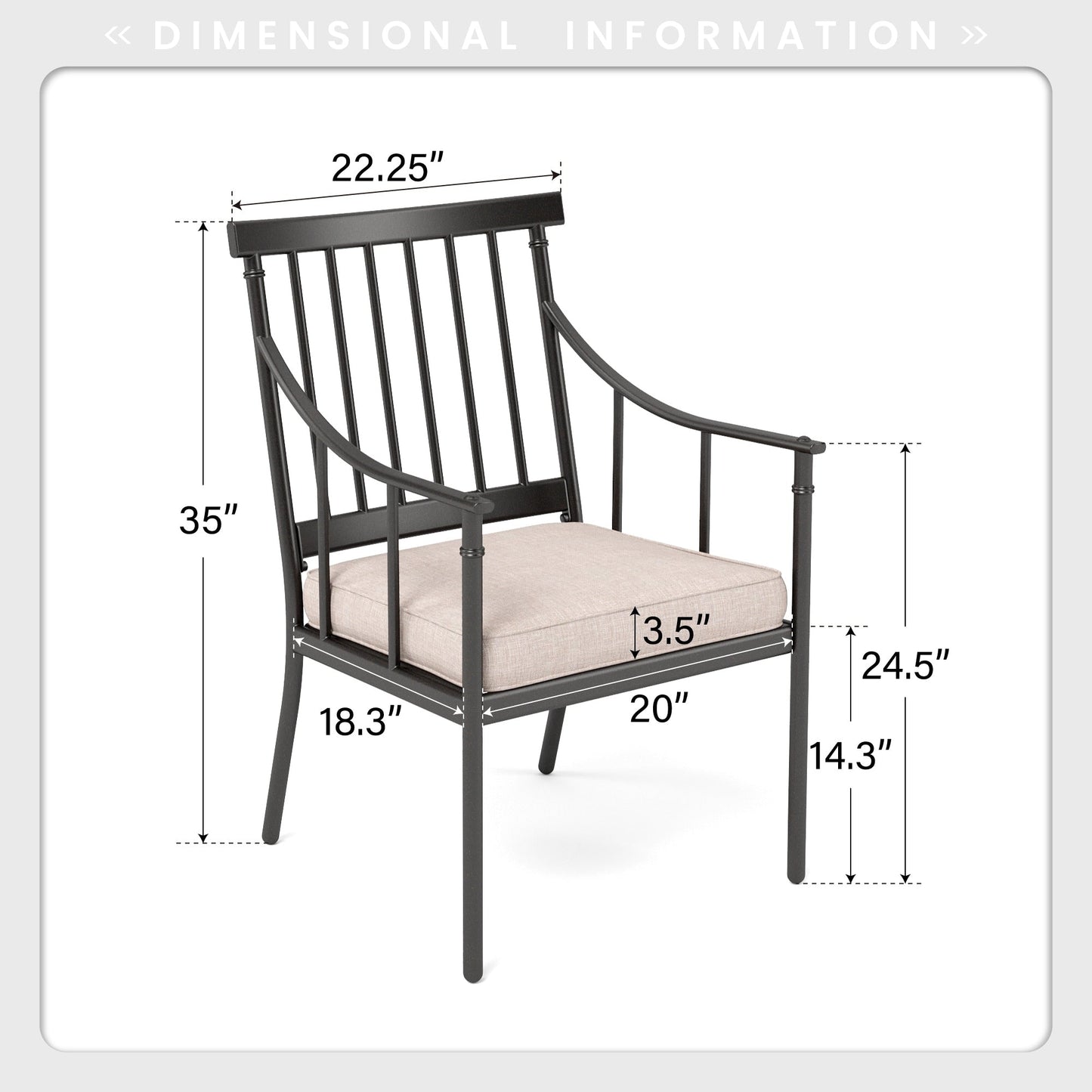 MAISON ARTS Set da pranzo per patio da 7 pezzi con tavolo in acciaio e 6 poltrone da pranzo