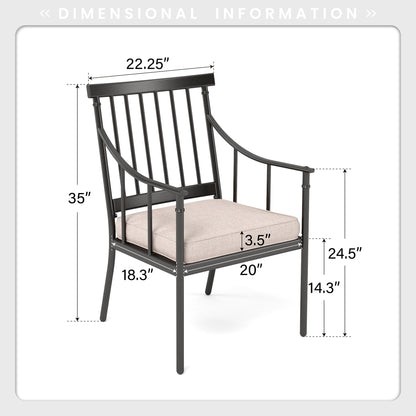 MAISON ARTS Set da pranzo per patio da 7 pezzi con tavolo in acciaio e 6 poltrone da pranzo