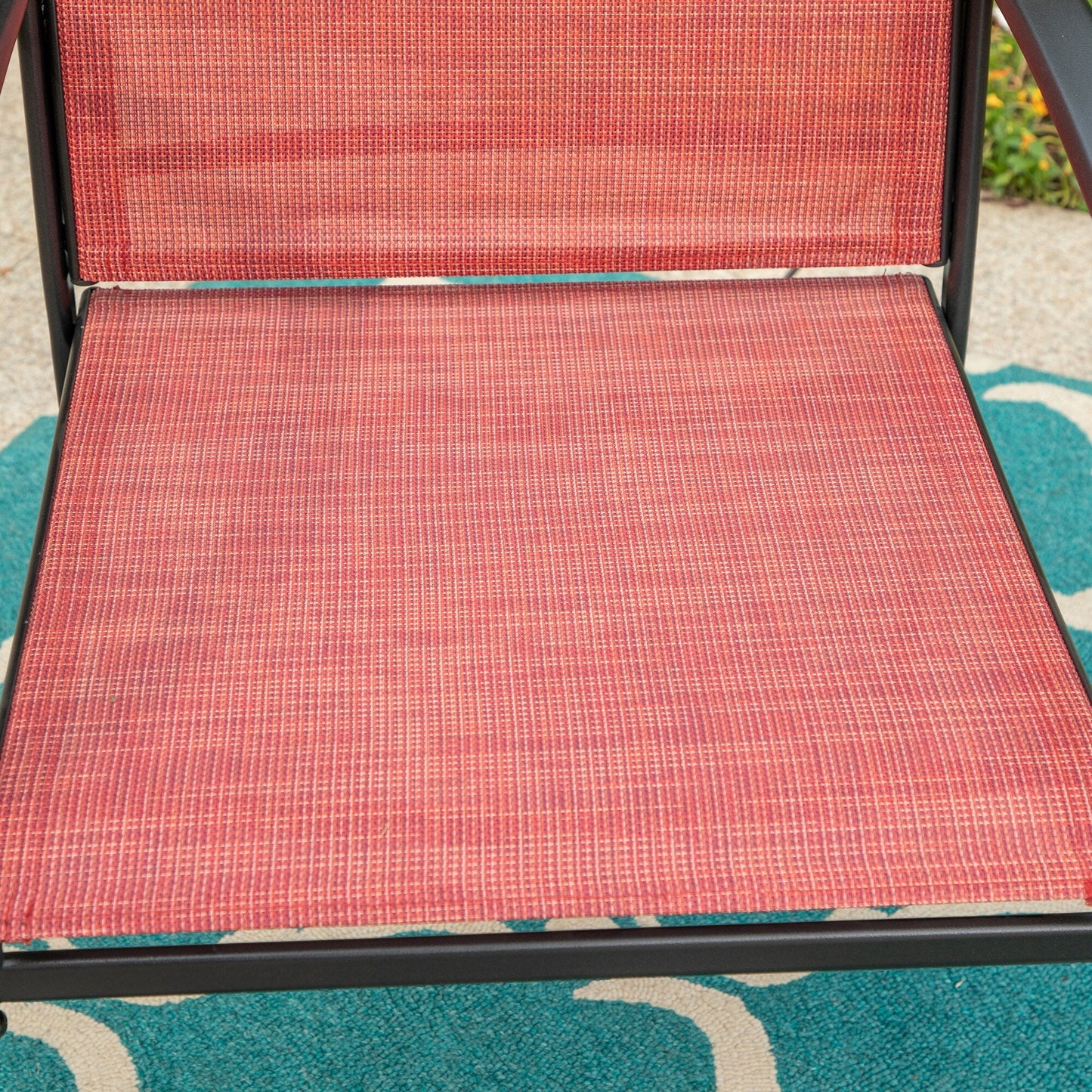 MAISON ARTS Set da pranzo per patio da 7 pezzi con tavolo rettangolare effetto legno e 6 sedie in textilene