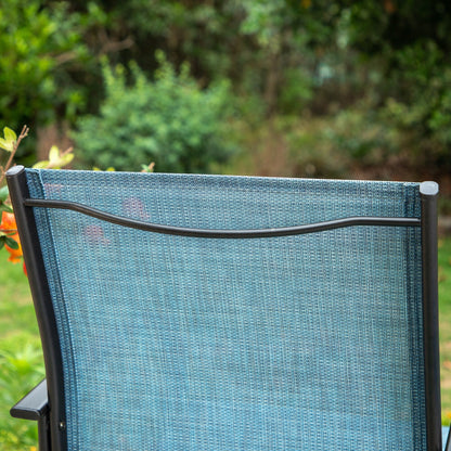 MAISON ARTS Set da pranzo per patio da 7 pezzi con tavolo rettangolare effetto legno e 6 sedie in textilene