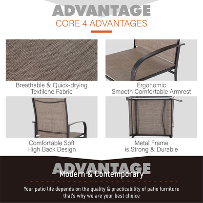 MAISON ARTS Set da pranzo per patio da 7 pezzi con tavolo rettangolare effetto legno e 6 sedie in textilene