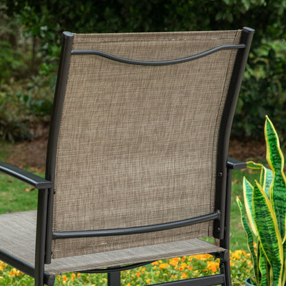 MAISON ARTS Set da pranzo per patio da 7 pezzi con tavolo rettangolare effetto legno e 6 sedie in textilene