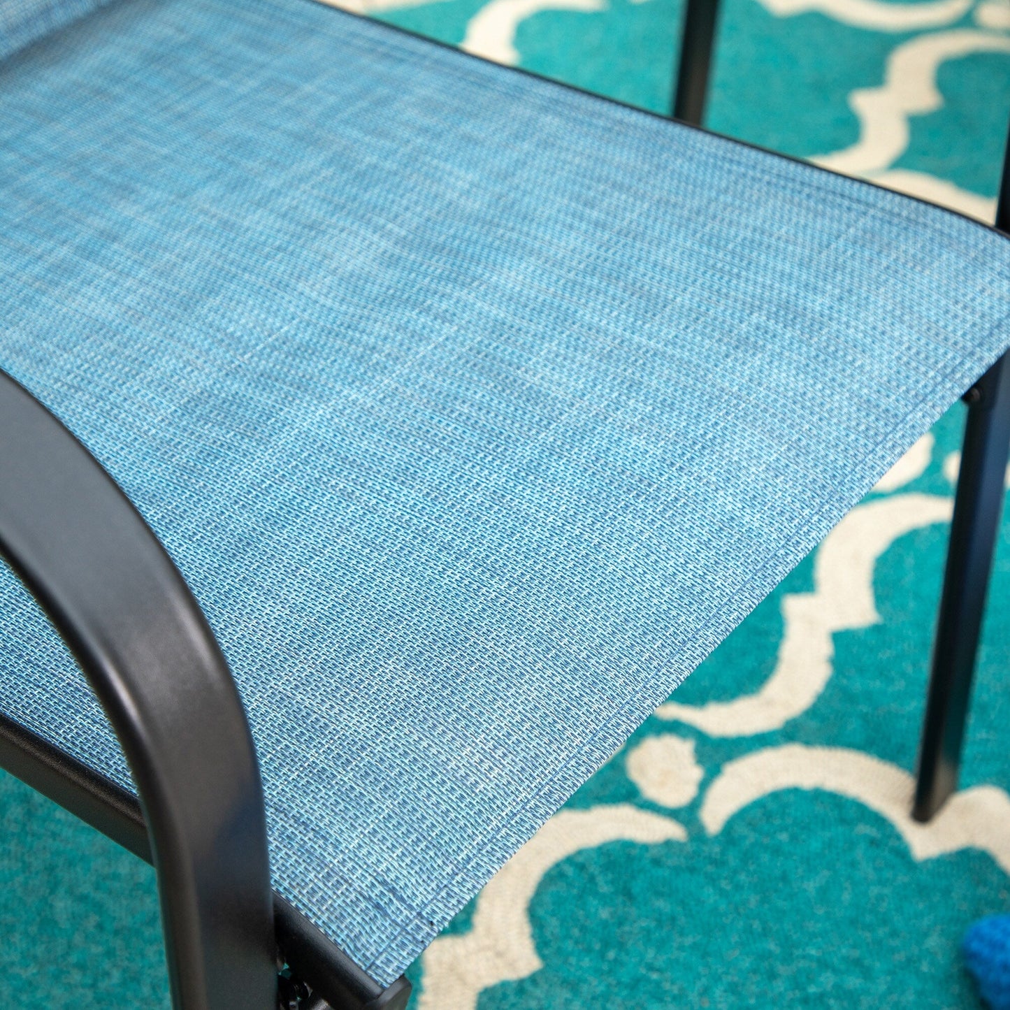 MAISON ARTS Set da pranzo per patio da 7 pezzi con tavolo rettangolare effetto legno e 6 sedie in textilene